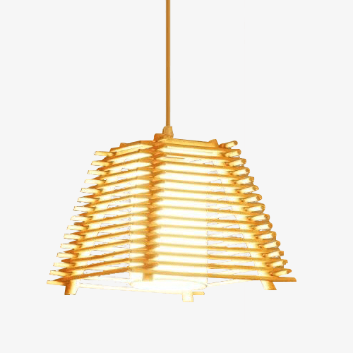 LED conische houten kooi hanglamp