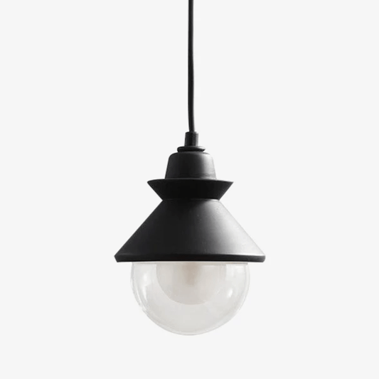 Driehoekige LED-hanglamp in metaal en glazen bol