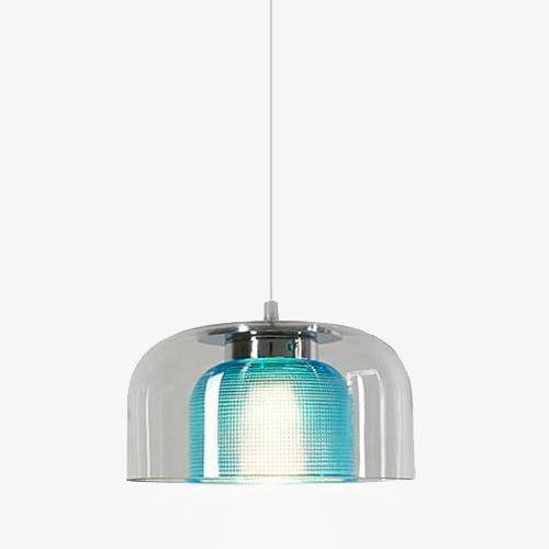 Design glazen LED hanglamp met gekleurde binnenkant