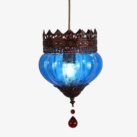 Rustieke LED hanglamp in gekleurd glas en metaal Bohemia